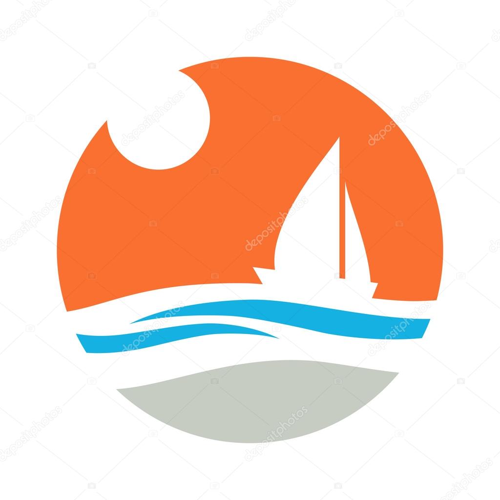 Sailing boat. Vector icon.