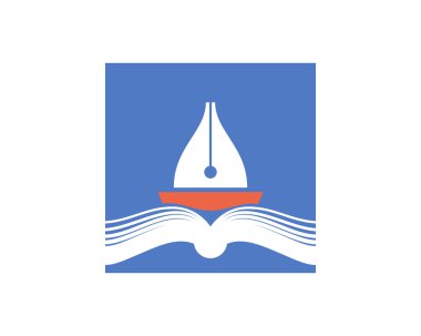 Kalem kitap sayfalarında yelkenli bir gemi olarak. Vektör simgesi.