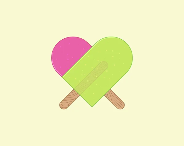 Cuore di gelato. Illustrazione vettoriale . — Vettoriale Stock