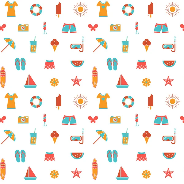 Seamless pattern with colorful summer icons. — Stock Vector