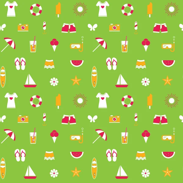 Seamless pattern with colorful summer icons. — Stock Vector