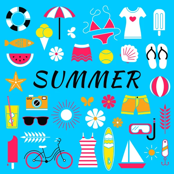 Stilisierter Hintergrund mit Sommersymbolen. — Stockvektor