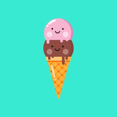 Çizgi film dondurma. Vektör çizim.