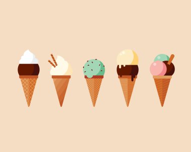 Set of ice cream cones. clipart