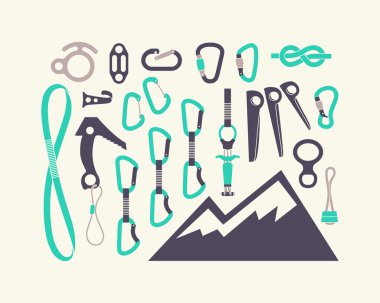 Climbing equipment vector set. clipart