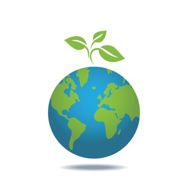Eko simgesi yeşil yaprak bir gezegende. Ekoloji kavramı.