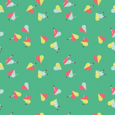 Vektör Dikişsiz desen renkli Kalpler ve iğne ile.