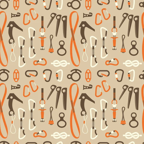 Climbing equipment vector seamless pattern. — Stock Vector