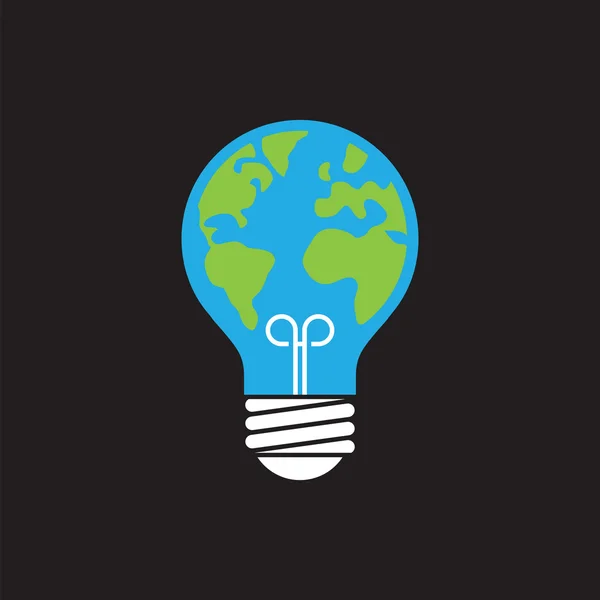 Ecology icon with light bulb and planet Earth. — Stock Vector