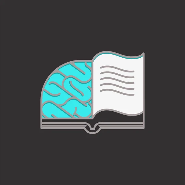 Δημιουργική εγκεφάλου σημάδι και βιβλίο σύμβολο. Vector εικονογράφηση. — Διανυσματικό Αρχείο