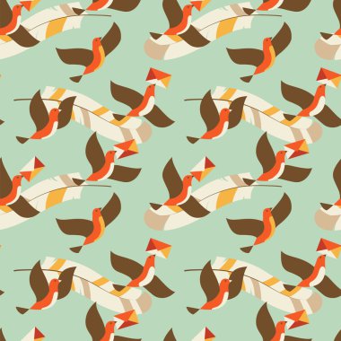 Kuşlar, mektup ve tüy ile Seamless Modeli.