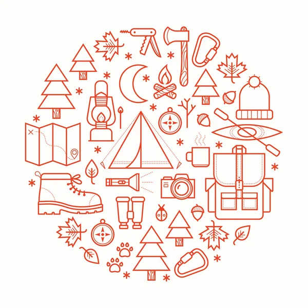 Collection camping equipment symbols and icons. — Stock Vector