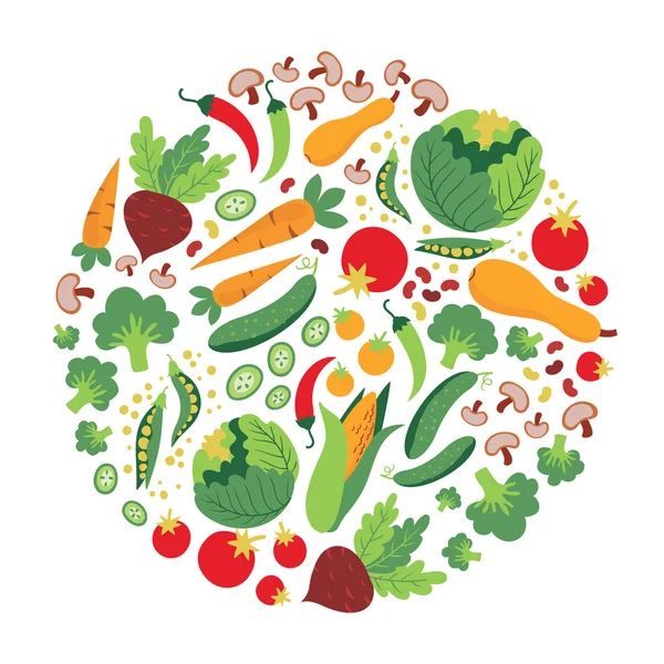 Collection of fresh healthy vegetables. Vector illustration. — Stock Vector