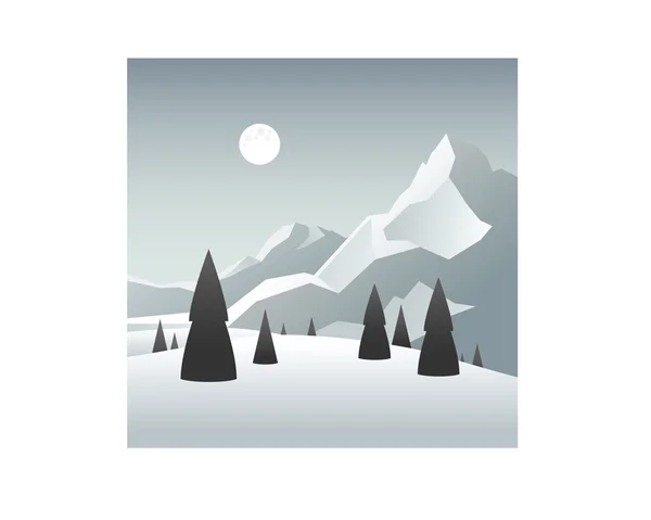 Paisaje de invierno con montañas. — Vector de stock