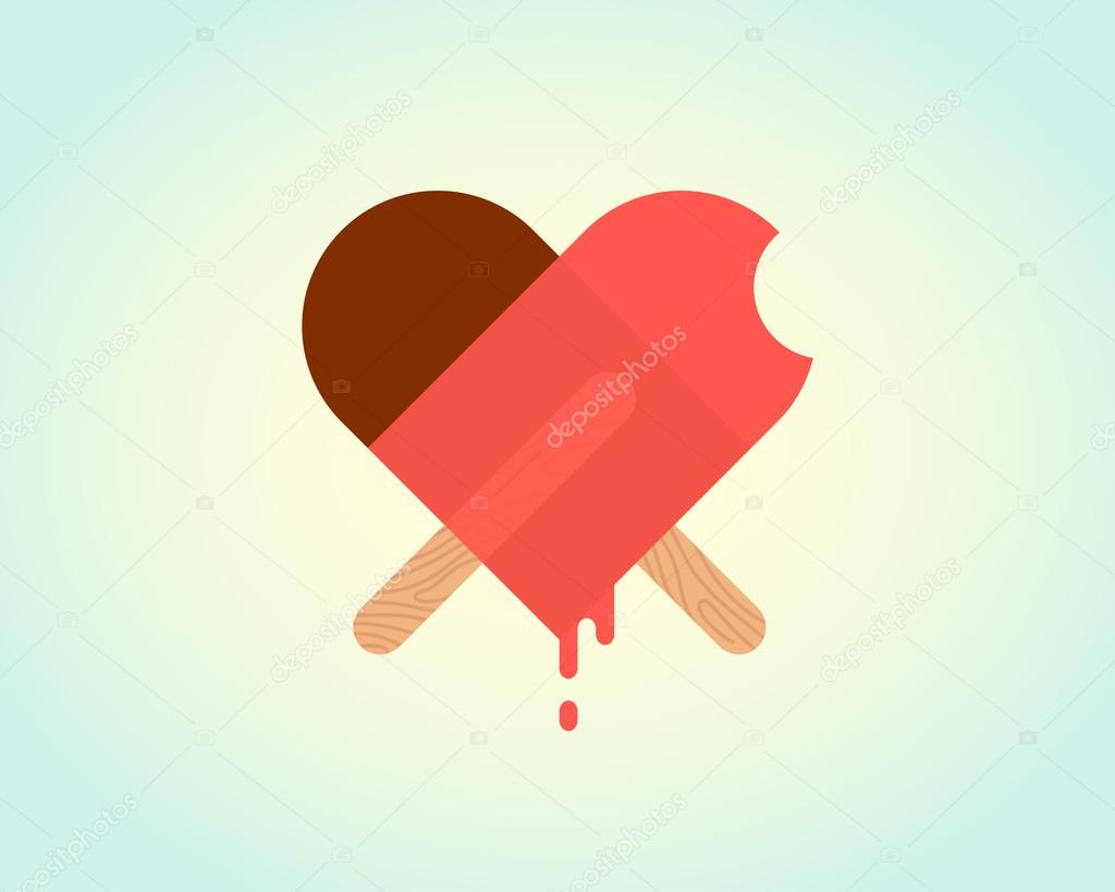 Ice cream heart. Vector illustration.