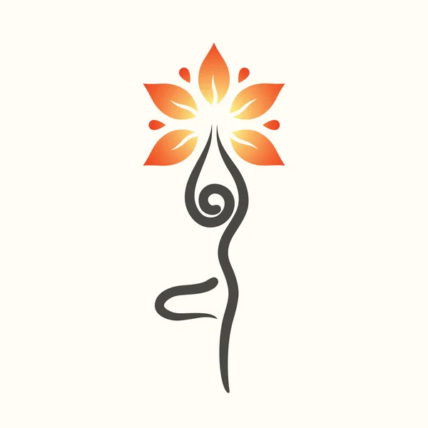 Yoga amblem arka ağaç ile poz.