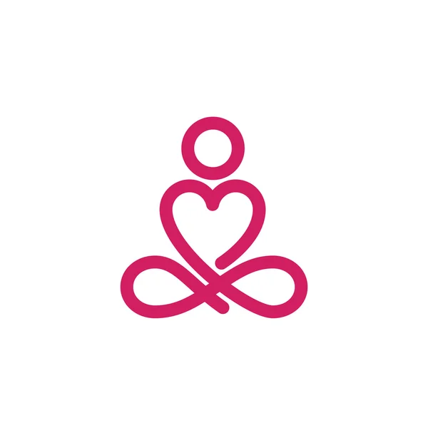 Yoga lotus pose, yoga love stylized vector icon. — Stock Vector