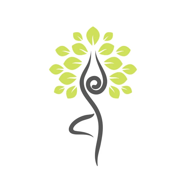 Emblema di yoga con posa albero astratto . — Vettoriale Stock