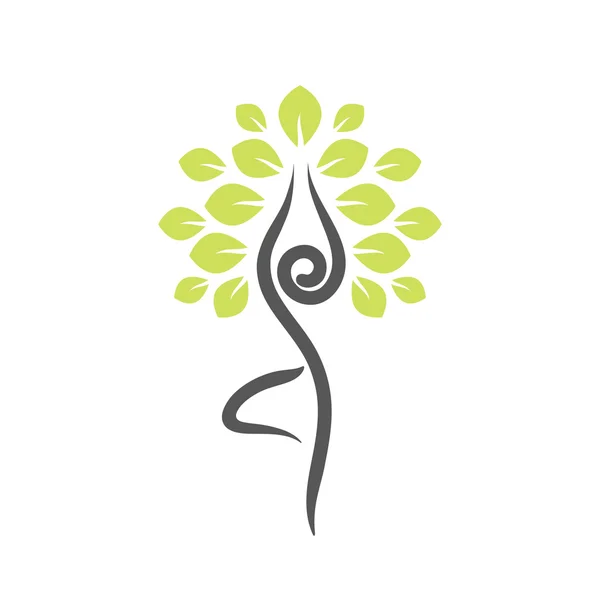 Emblema di yoga con posa albero astratto . Illustrazione Stock
