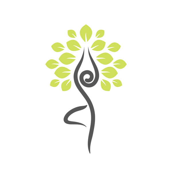 Эмблема йоги с абстрактной позой дерева. Лицензионные Стоковые Иллюстрации