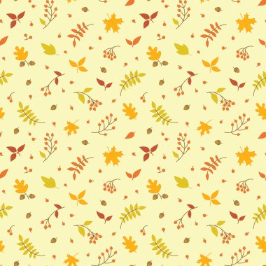 Vektör sonbahar çiçek seamless modeli yaprakları ve meyveleri ile.