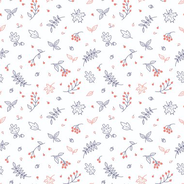 Vektör sonbahar çiçek seamless modeli yaprakları ve meyveleri ile.