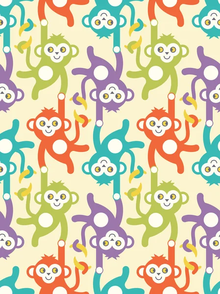 Monos patrón sin costura . — Vector de stock