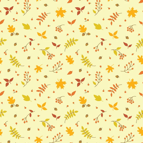 Vector autumn floral seamless pattern with leaves and berries. — Stock Vector