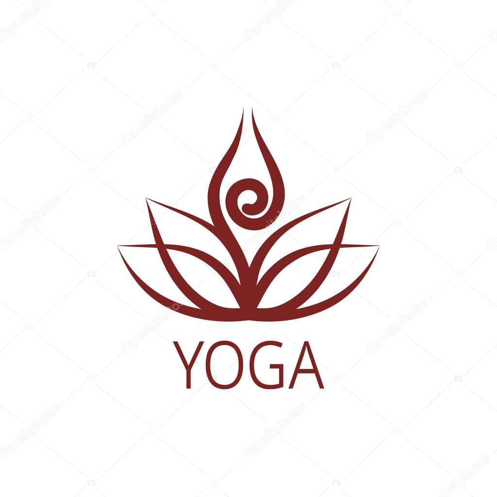 Stylized human yoga shape in abstract lotus symbol. Stock Vector