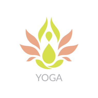 Soyut lotus sembol stilize insan yoga şekli. Vektör simgesi.