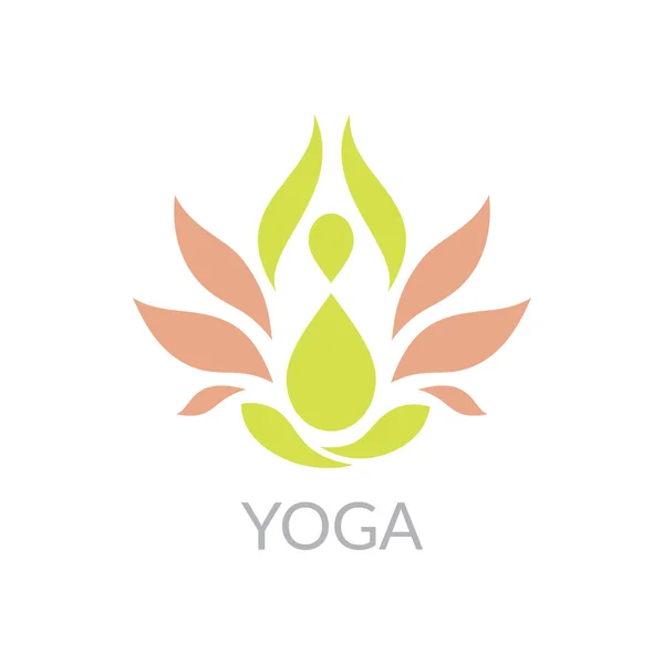 Stiliserade mänskliga yoga form i abstrakt lotus symbol. Vektor icon. — Stock vektor