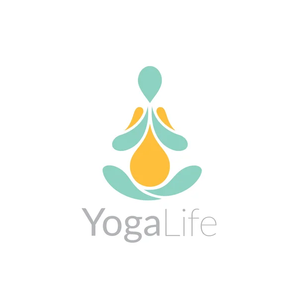 Stylized human yoga shape in lotus symbol. Vector icon. — Stock Vector