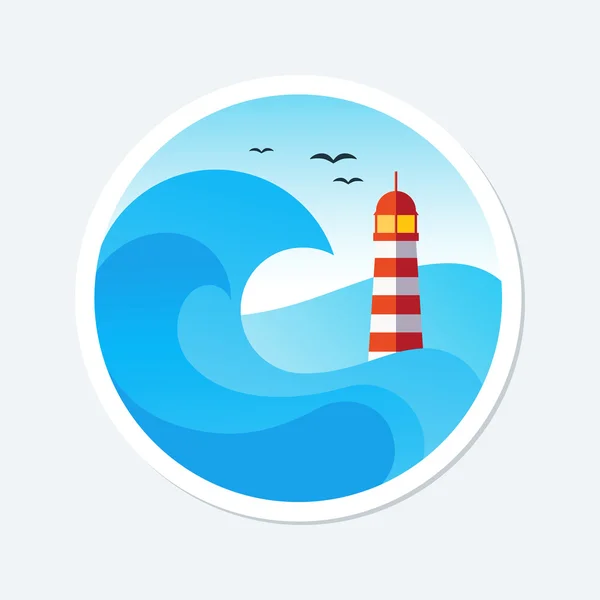 Lighthouse with waves. — Stock Vector