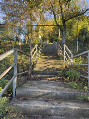 Merdivenler yukarı çıkıyor. Sonbahar.