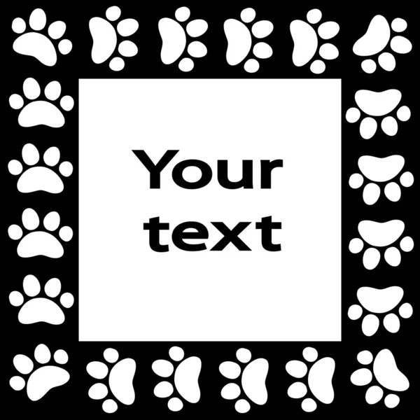 Cat or dog paw prints  frame for your text background, vector — Stock Vector