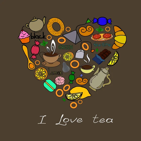 茶杯和茶壶矢量卡. — 图库矢量图片