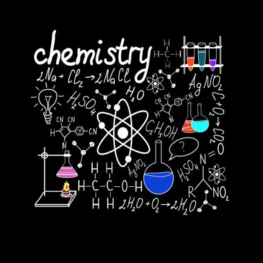 Chemystry okul kare kağıt üzerinde doodles