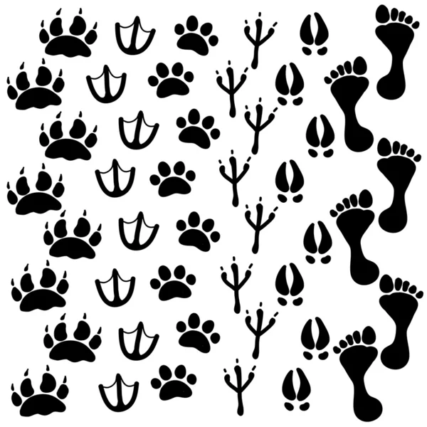 People and pets footsteps — Stock Vector