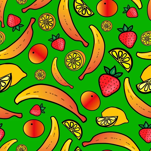 カラフルなフルーツとシームレスなパターン — ストックベクタ