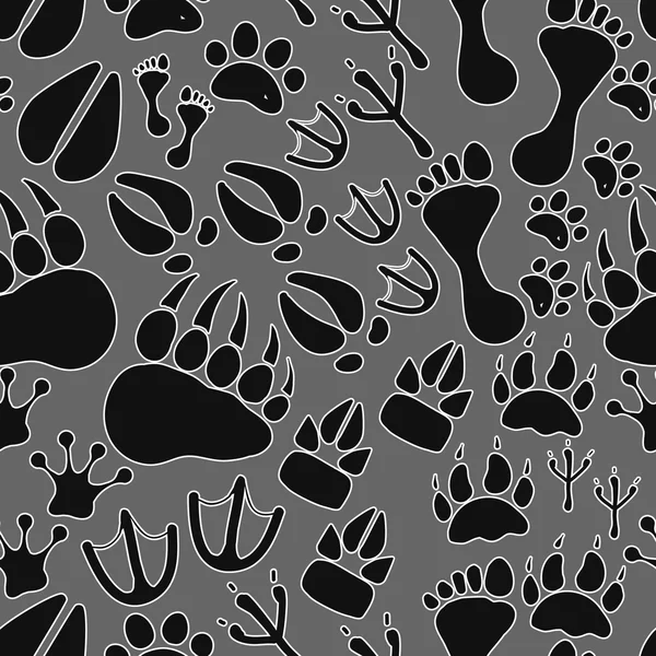 Seamless pattern with footprints and bones — Stock Vector