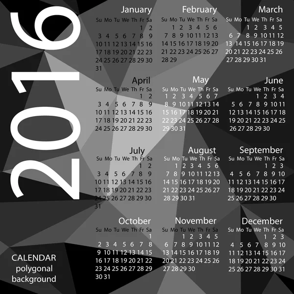 Simple 2016 Calendar / 2016 calendar design / 2016 calendar vert — Stock Vector