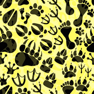 pattern with footprints and bones clipart