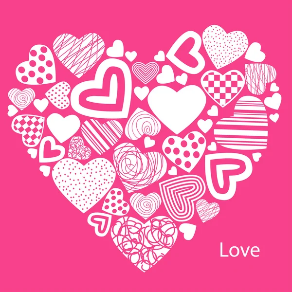 Valentine's card with hearts — Stock Vector