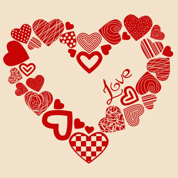 Открытка от Валентина с сердечками — стоковый вектор