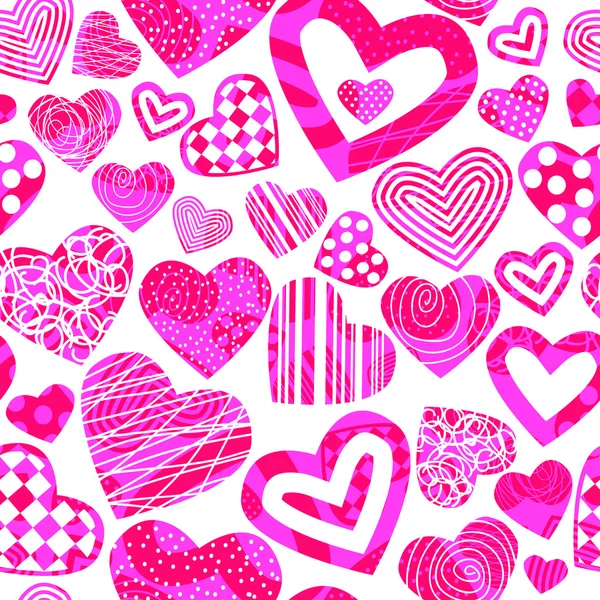 Alla hjärtans seamless mönster med hjärtan — Stock vektor