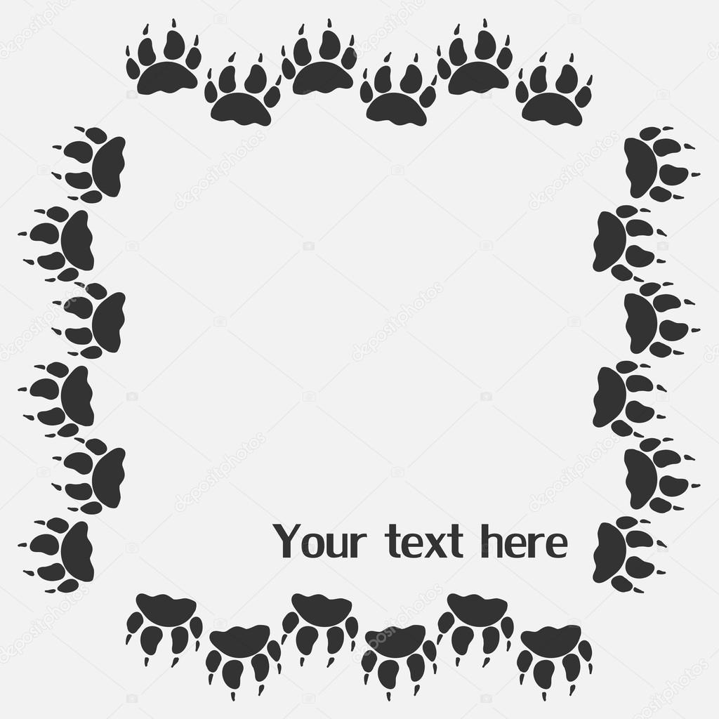 dog paw prints  frame for your text background, vector