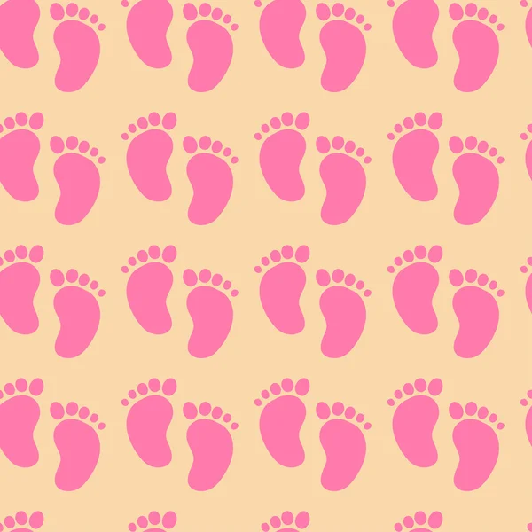 Nahtloses Muster mit niedlichen rosafarbenen Fußabdrücken — Stockvektor
