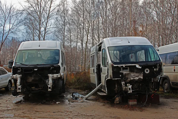 Disassembled cars after the accident