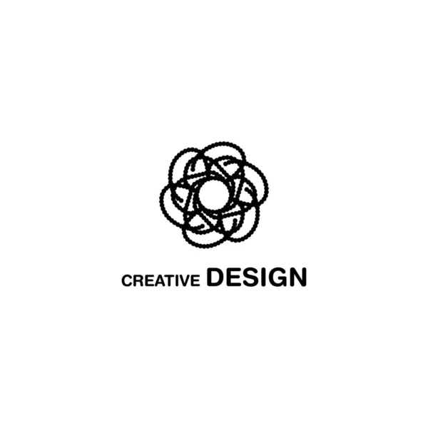Krásná Květinová Čára Logo Radiální Vektor Design Eps — Stockový vektor