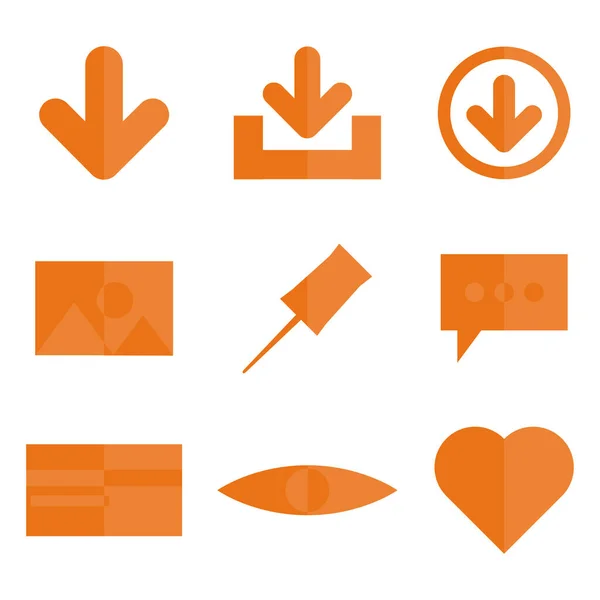 Abstrakt Orange Grundläggande Ikonen Vektor Design Set — Stock vektor